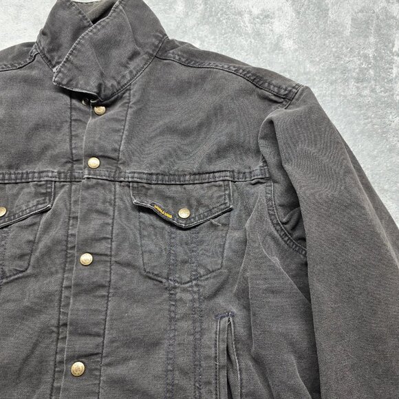 Saddle King By Key Western Trucker Jacket Mens XL Black Denim Pockets Snap - Picture 5 of 13